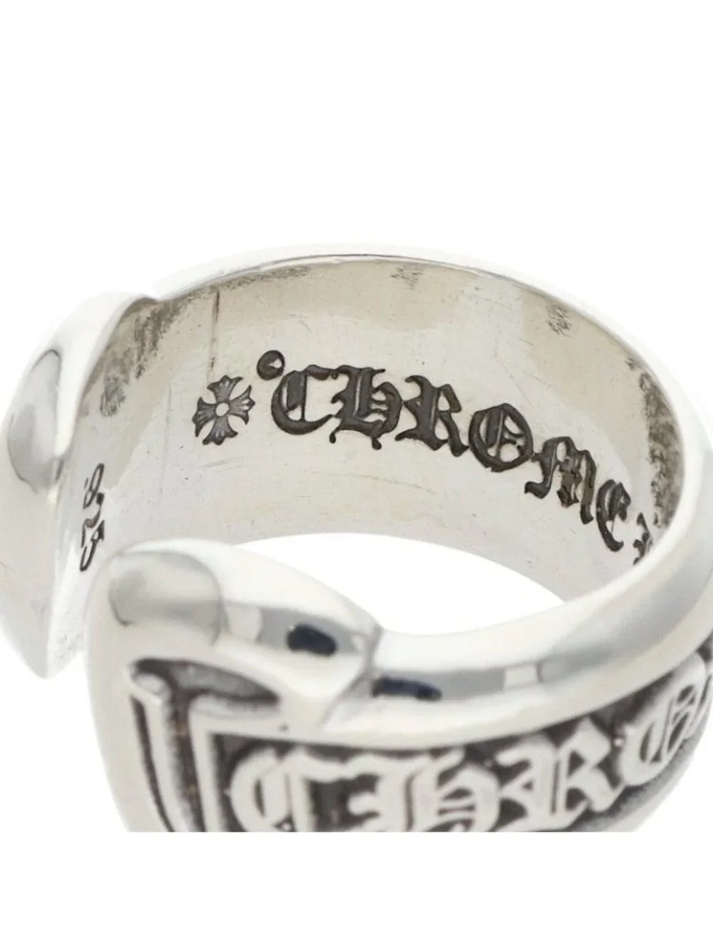 Chrome Hearts SM Scroll Label Small Silver Ring